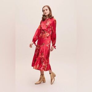 Munthe Wrap Dress in Raspberry Silk Viscose